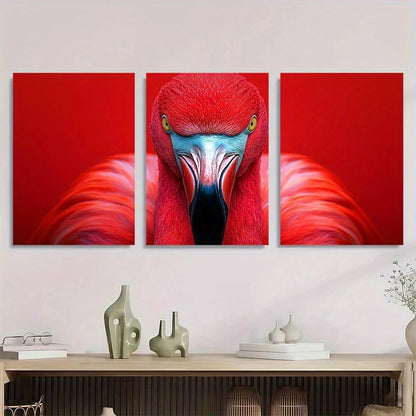 3pcs Whimsical Funny Flamingo Vibrant Metal Print Ready to Hang Art