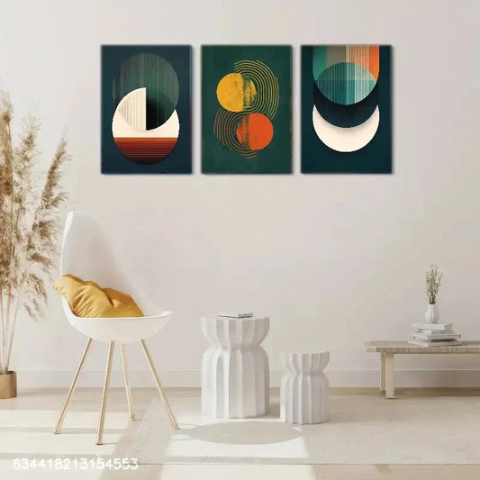 3pcs Geometric Pattern is a Poster Fashion Metal Print Ready to Hang Art