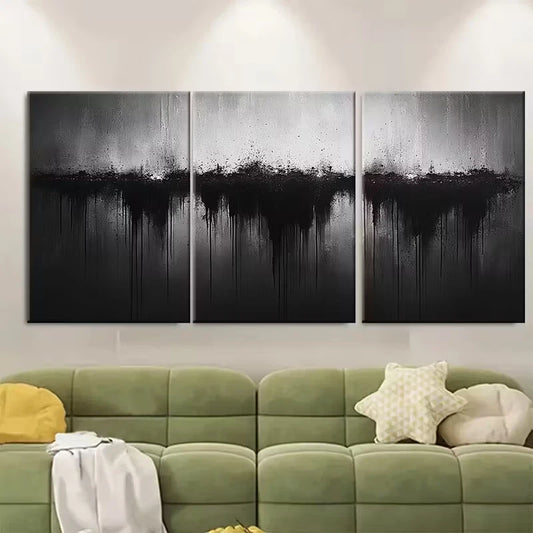 3pcs Monochrome Abstract Metal Print Ready to Hang Art