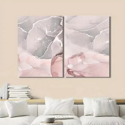2pcs Abstract Marble Fluid Art Painting Canvas Framed 50x75cm - High Quality Print 100% Australian Made Wall Canvas Ready to Hang