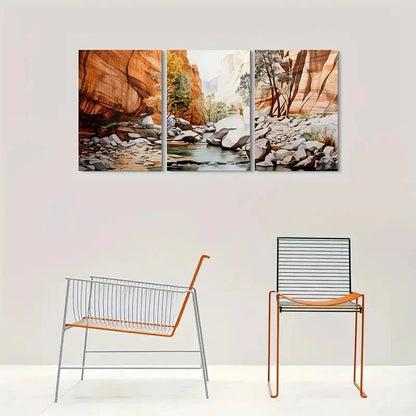3pcs Desert River Vibrant Landscape Metal Print Ready to Hang Art