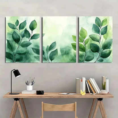3pcs Botanical Leaf Illustrations Modern Perfect Wall Art Set Canvas Framed 40x60cm - High Quality Print 100% Australian Made Wall Canvas Ready to Hang