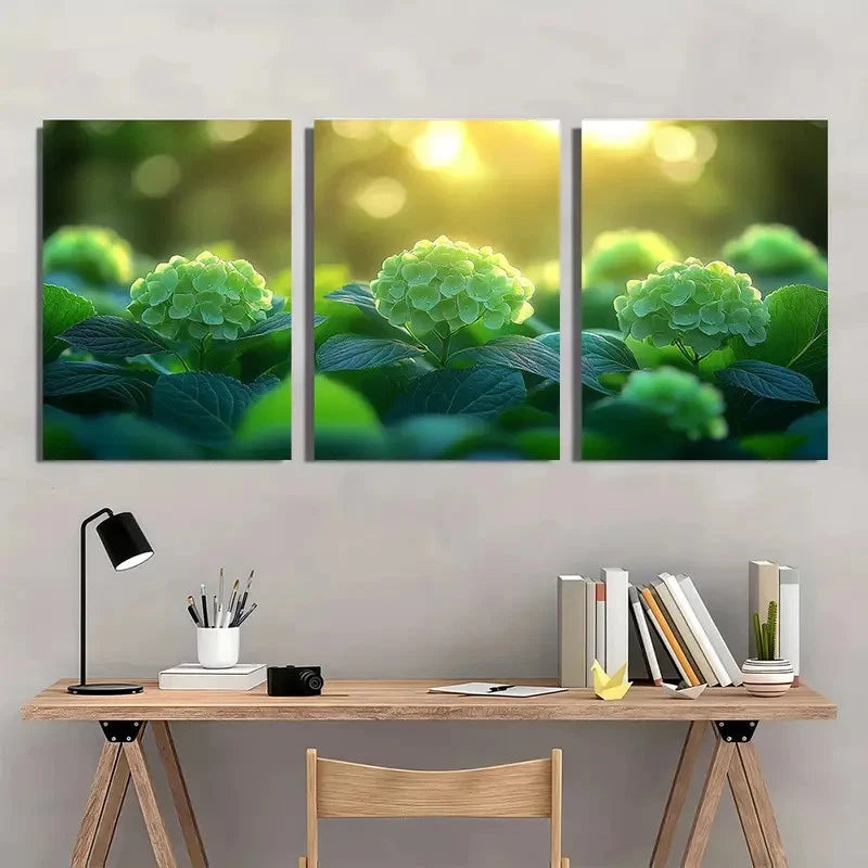 3pcs Vibrant Floral Garden Hydrangea Perfect Wall Art Set Canvas Framed 40x60cm - High Quality Print 100% Australian Made Wall Canvas Ready to Hang