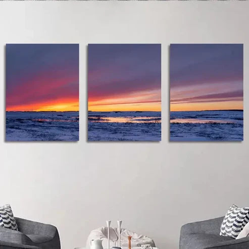 3pcs Painting of Sunset Clouds Natural Scenery Canvas Framed 60x90cm - High Quality Print 100% Australian Made Wall Canvas Ready to Hang