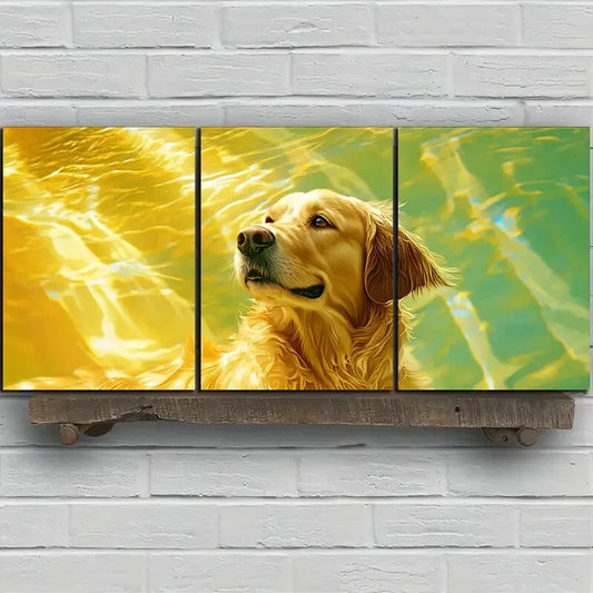 3pcs Featuring Dogs in The Fields Metal Print Ready to Hang Art