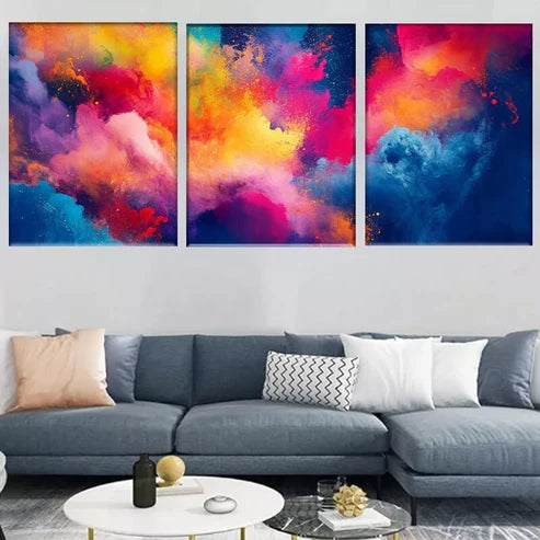 3pcs Modern Abstract Colorful Gradient Wall Art Canvas Unframed - High Quality Print 100% Australian Made Wall Canvas