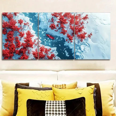 3pcs Coral Trees and Rivers Wall Art Set Canvas Unframed - High Quality Print 100% Australian Made Wall Canvas