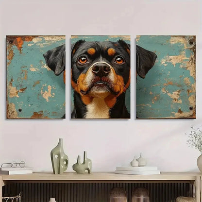 3pcs Vintage Dog Rustic Farmhouse Moody Metal Print Ready to Hang Art