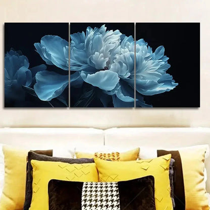 3pcs Featuring Large White Flowers Paintings Metal Print Ready to Hang Art