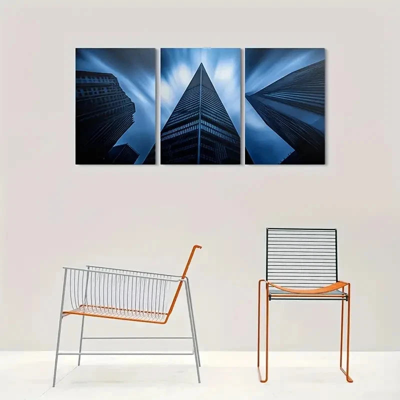 3pcs Abstract Cityscape Urban Building Metal Print Ready to Hang Art