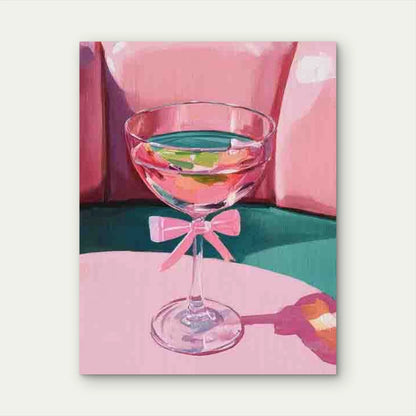 Espresso Martini with a Pink Bow 40x60cm Metal Print Ready to Hang