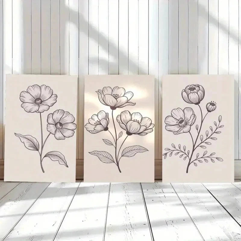 3pcs Magnolia Flowers Botanical Prints Metal Print Ready to Hang Art