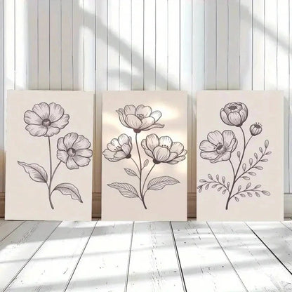 3pcs Magnolia Flowers Botanical Prints Metal Print Ready to Hang Art