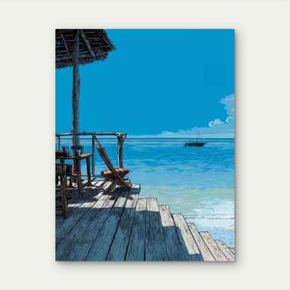 Manga-Style Zanzibar Seascape 40x60cm Metal Print Ready to Hang