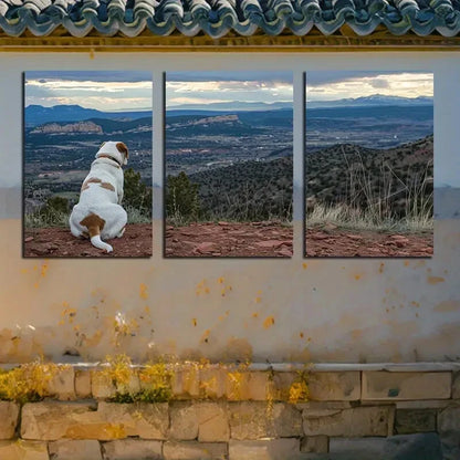 3pcs Dogs on The Mountain Nature Illustration Metal Print Ready to Hang Art