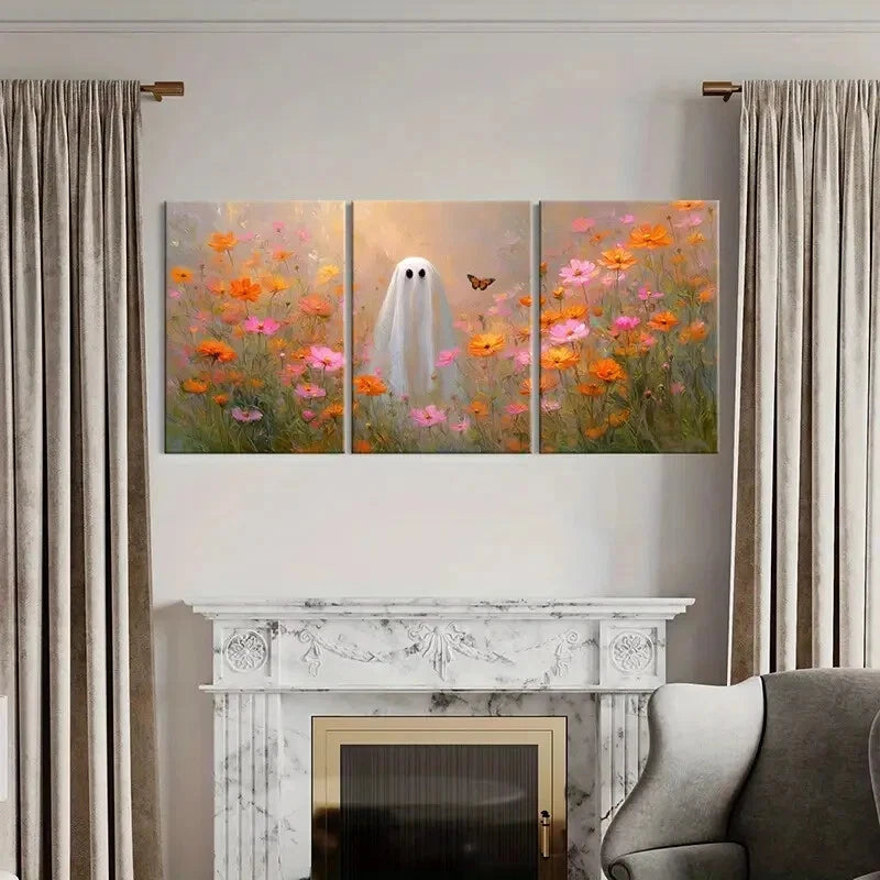 3pcs Blossom Field Whimsical Floral Art Metal Print Ready to Hang Art