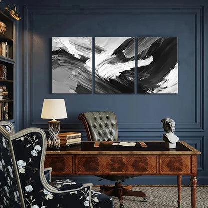 3pcs Abstract Art Monochrome Palette Contemporary Metal Print Ready to Hang