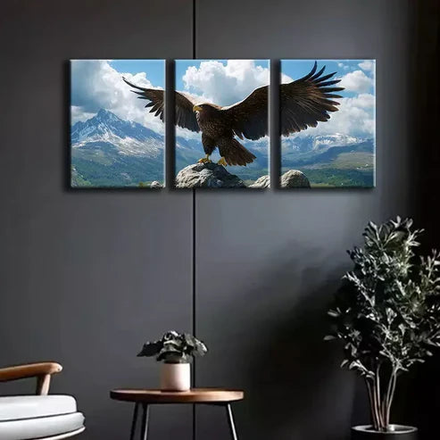 3pcs Majestic Eagle Spread Wings Canvas Framed 60x90cm - High Quality Print 100% Australian Made Wall Canvas Ready to Hang