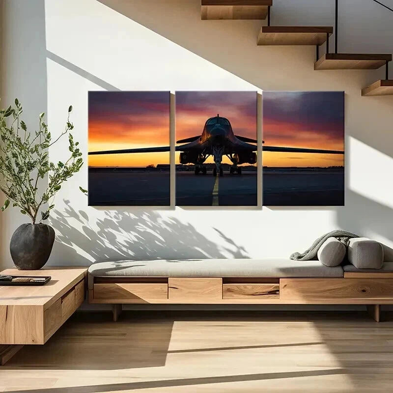 3pcs Military Themed Art Fighter Jets Wall Art Set Canvas Framed 40x60cm - High Quality Print 100% Australian Made Wall Canvas Ready to Hang
