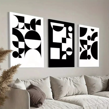 3pcs White & Black Abstract  Canvas Framed 40x60cm - High Quality Print 100% Australian Made Wall Canvas Ready to Hang