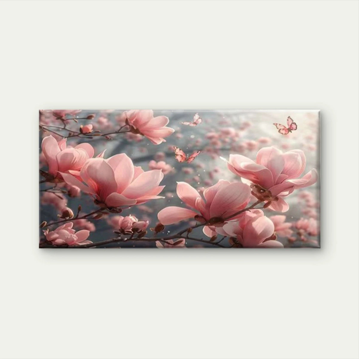 Pink Magnolia Flowers Wall Art Canvas Office Home Room Framed 120x60cm