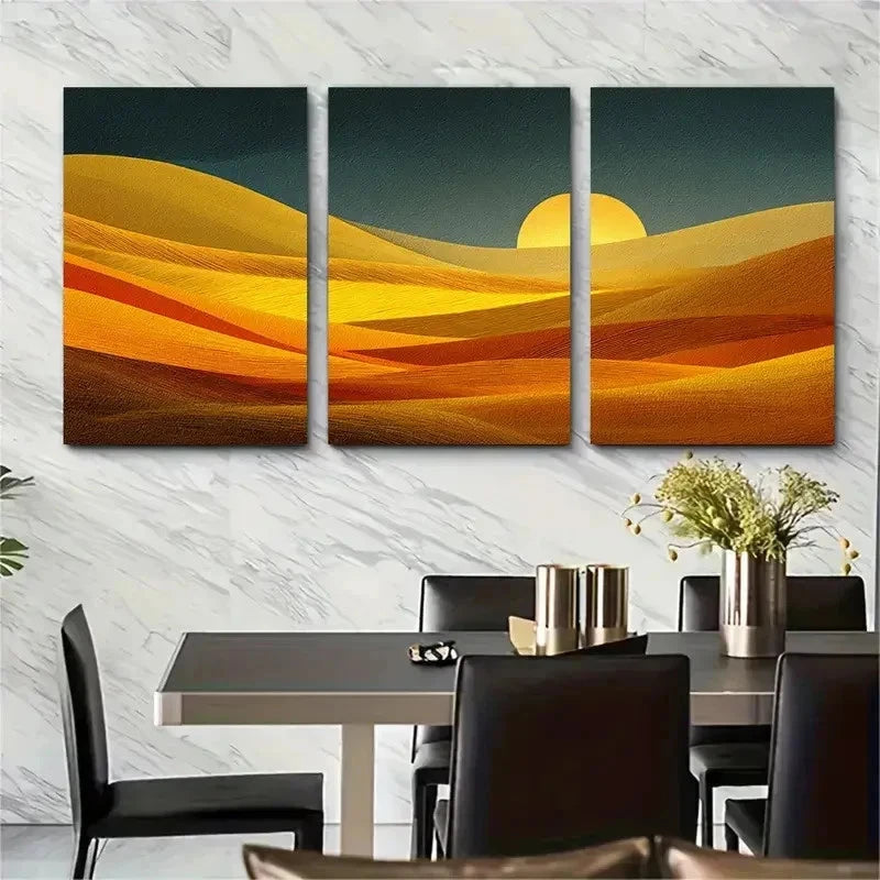 3pcs Modern Sun Abstract Desert Perfect Metal Print Ready to Hang Art