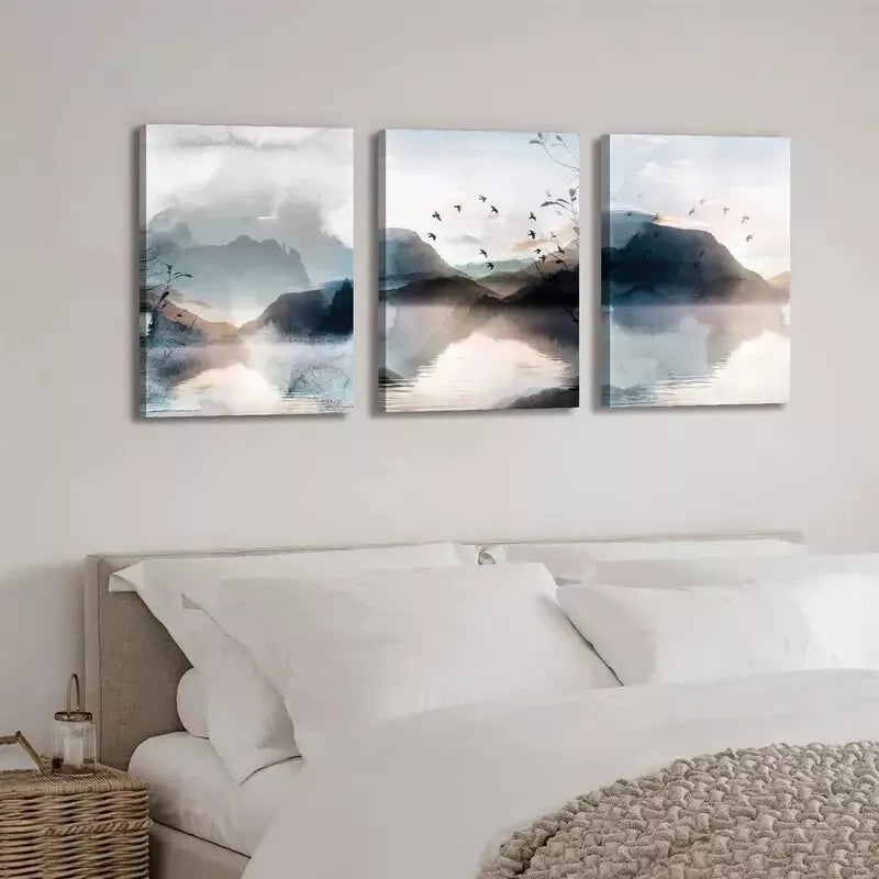 3pcs Watercolor Landscape Canvas Framed 40x60cm - High Quality Print 100% Australian Made Wall Canvas Ready to Hang