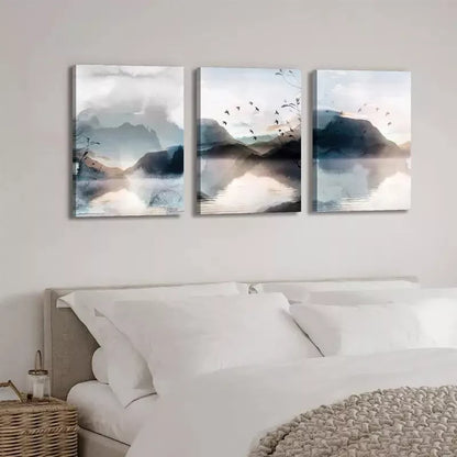 3pcs Watercolor Landscape Canvas Framed 40x60cm - High Quality Print 100% Australian Made Wall Canvas Ready to Hang