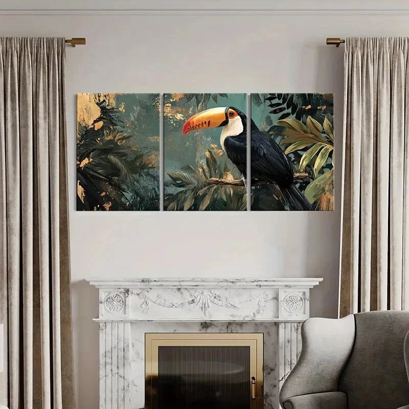 3pcs Toucan Tropical Jungle Animal Art Metal Print Ready to Hang Art