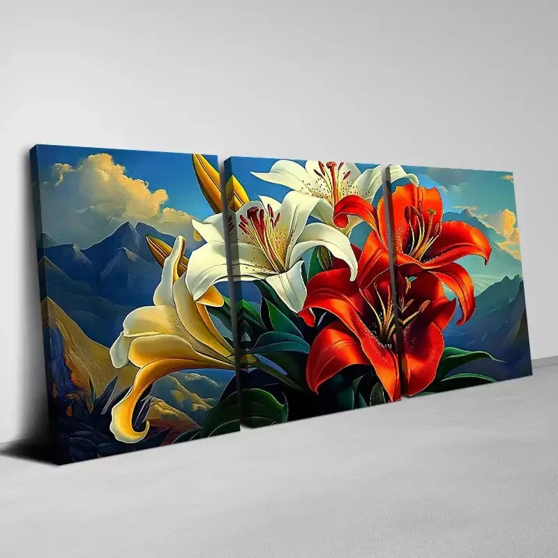 3pcs Charming Abstract Color Modern Florals Mountains Wall Art Set Canvas Framed 50x70cm - High Quality Print 100% Australian Made Wall Canvas Ready to Hang - Bella Home Decor