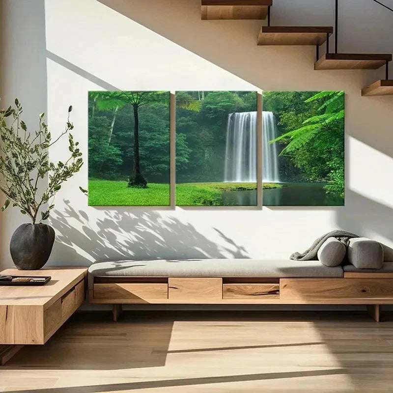 3pcs Mountains Lakes and Waterfall Decor Wall Art Set Canvas Framed 40x60cm - High Quality Print 100% Australian Made Wall Canvas Ready to Hang