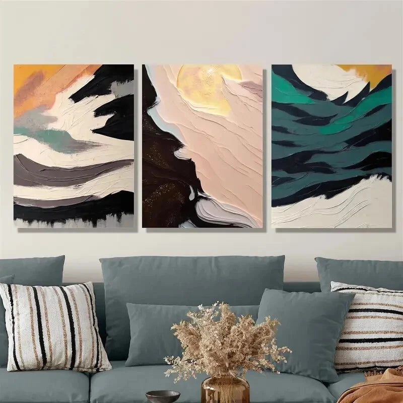 3pcs Color abstract art, interesting color Metal Print Ready to Hang Art
