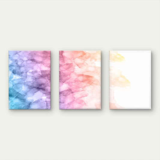 3pcs Colourful Pastel Watercolour Wash and Ink Wall Art Set Canvas Framed 40x60cm - High Quality Print 100% Australian Made Wall Canvas Ready to Hang