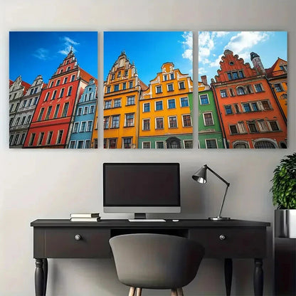 3pcs Wroclaw Poland Architecture Against Blue Sky Metal Print Ready to Hang Art