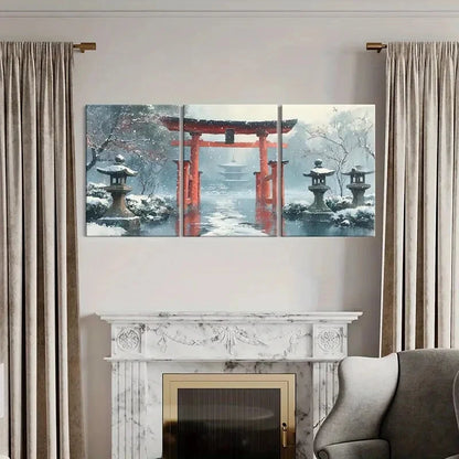 3pcs Landscape Pagoda Serene Atmosphere Metal Print Ready to Hang Art