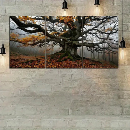 3pcs A Huge Tree Autumn Long Branches Wall Art Canvas Unframed - High Quality Print 100% Australian Made Wall Canvas
