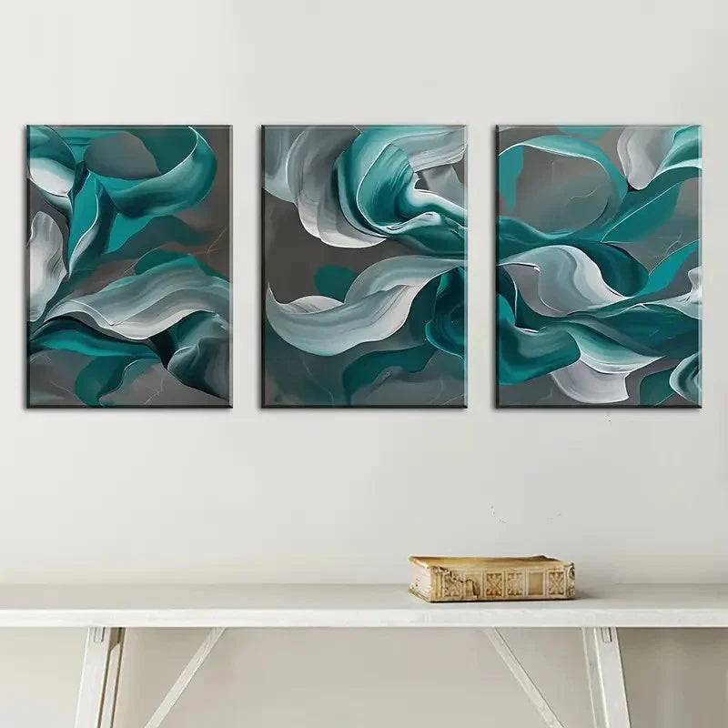 3pcs Featuring Modern Stylish Abstract Lines Metal Print Ready to Hang Art