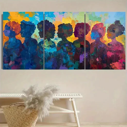 3pcs Colorful Silhouettes Wall Art Set Canvas Unframed - High Quality Print 100% Australian Made Wall Canvas
