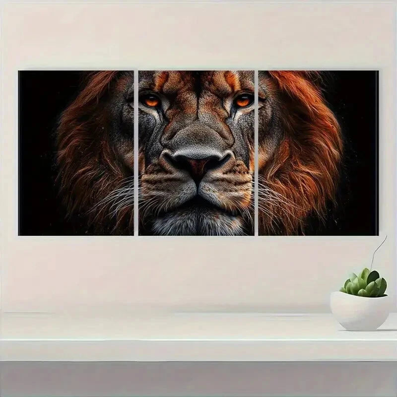 3pcs Majestic Lion Exquisite Animal Metal Print Ready to Hang Art