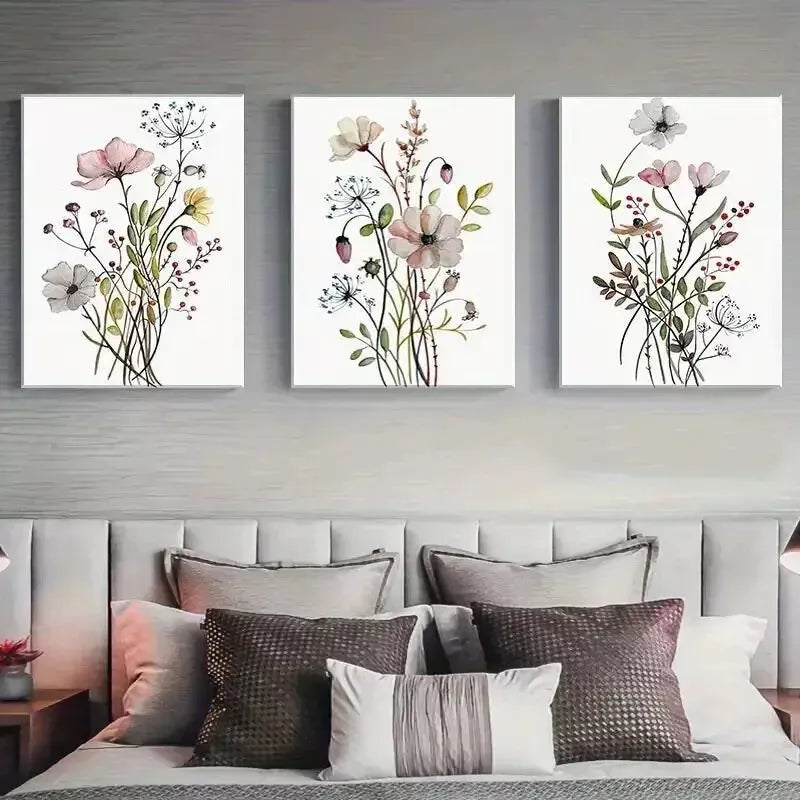 3pcs Watercolor Flower Canvas Framed 40x60cm - High Quality Print 100% Australian Made Wall Canvas Ready to Hang