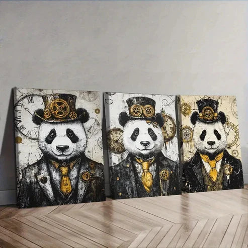 3pcs Cyberpunk panda Wall Art Set Canvas Unframed - High Quality Print 100% Australian Made Wall Canvas
