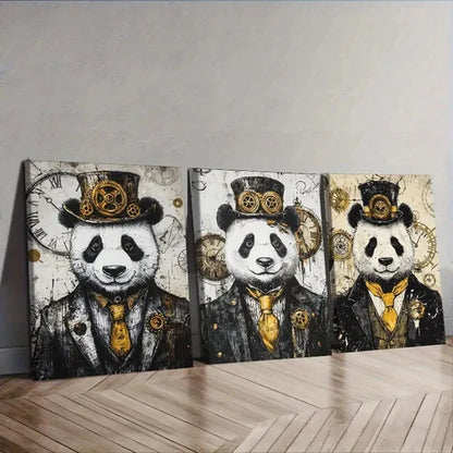 3pcs Cyberpunk panda Wall Art Set Canvas Unframed - High Quality Print 100% Australian Made Wall Canvas