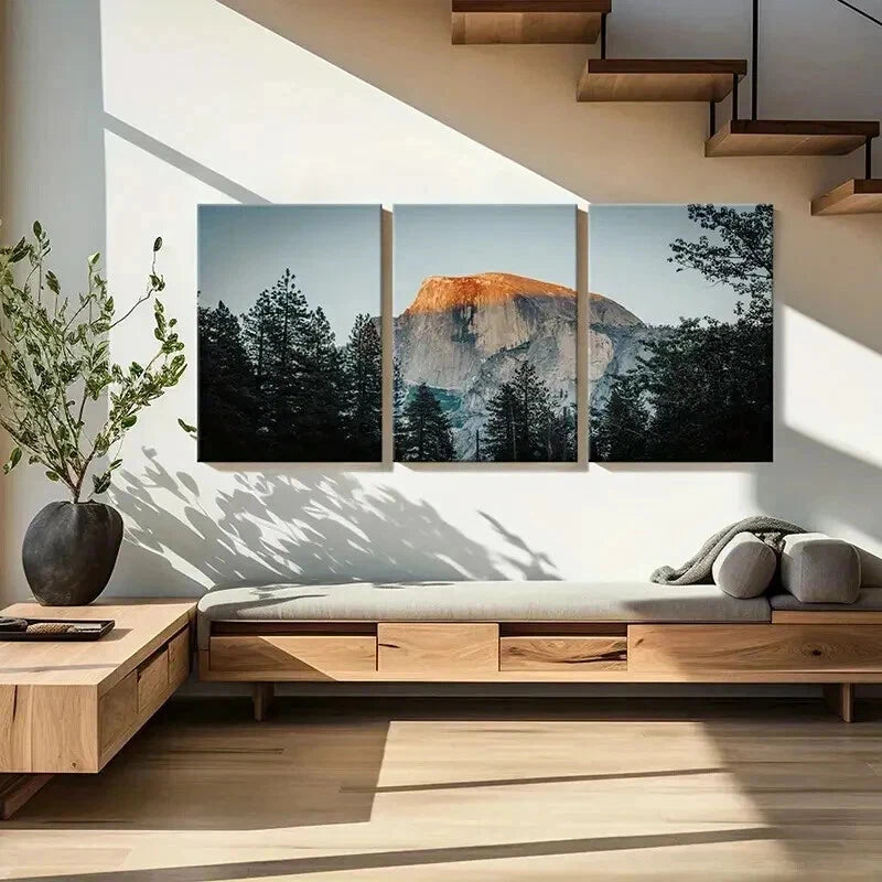 3pcs Natural Spectacular Mountain Trees Modern Wall Art Set Canvas Framed 40x60cm - High Quality Print 100% Australian Made Wall Canvas Ready to Hang