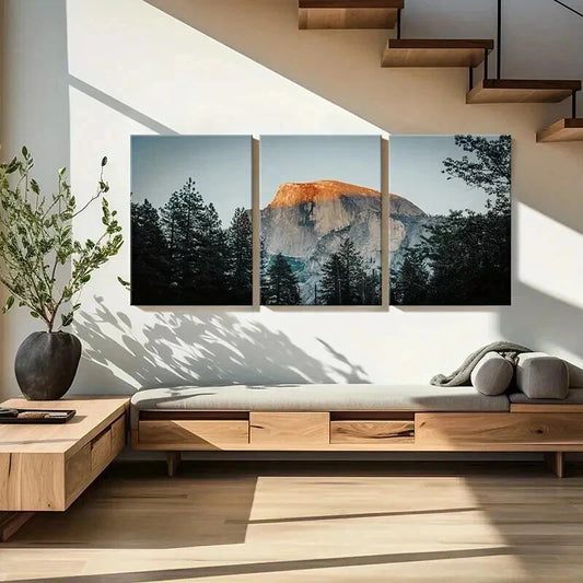3pcs Natural Spectacular Mountain Trees Modern Wall Art Set Canvas Framed 40x60cm - High Quality Print 100% Australian Made Wall Canvas Ready to Hang