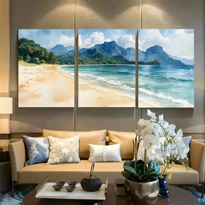 3pcs Tanjung Rhu, Langkawi, Malaysia Watercolor Metal Print Ready to Hang Art