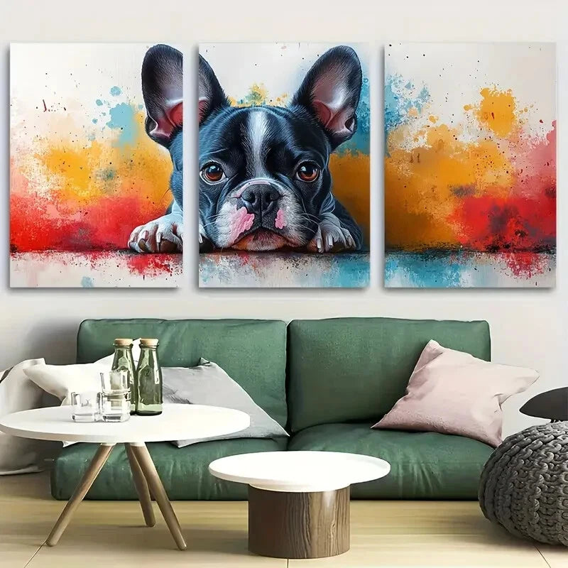 3pcs Unique Watercolor Style Boston Terrier Metal Print Ready to Hang Art