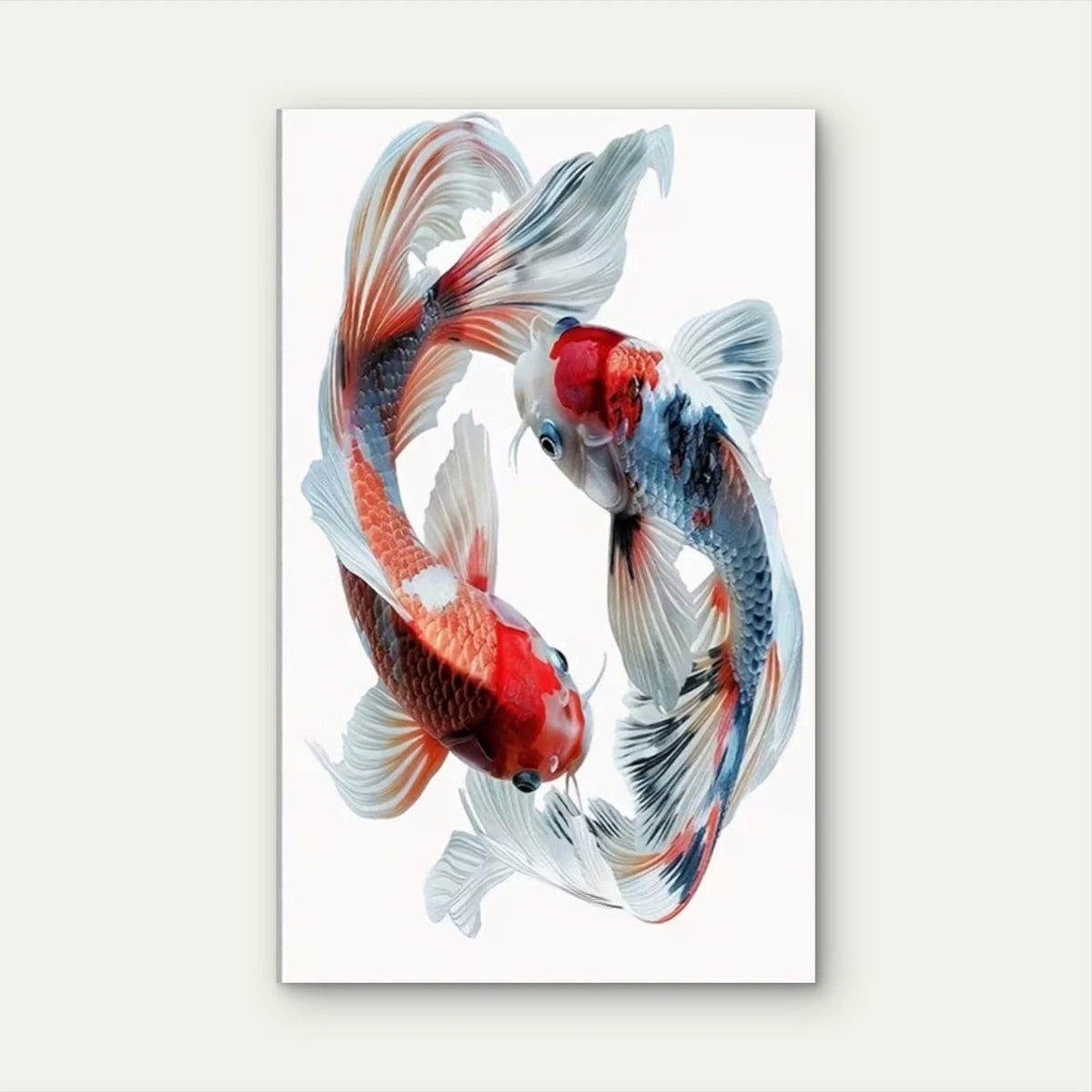 Japanese-Inspired Koi Fish Dance 60x90cm Metal Print Ready to Hang