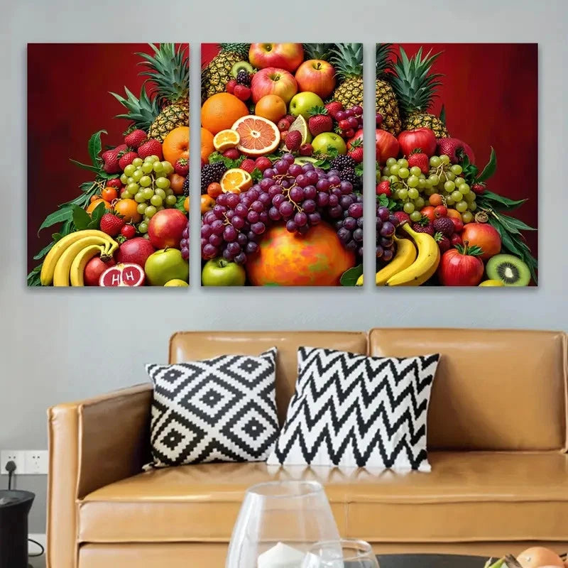 3pcs Colorful Fruit Still Life Wall Art Set Canvas Framed 40x60cm - High Quality Print 100% Australian Made Wall Canvas Ready to Hang