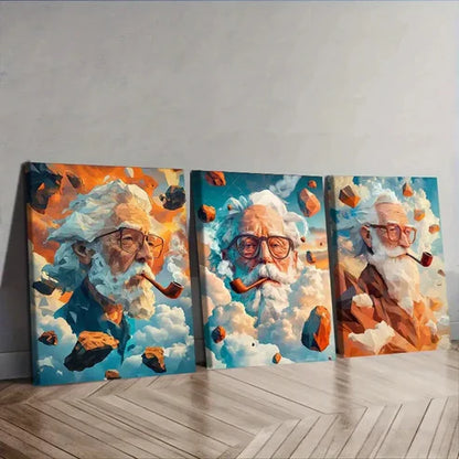 3pcs Clay Old Man Wall Art Set Canvas Unframed - High Quality Print 100% Australian Made Wall Canvas