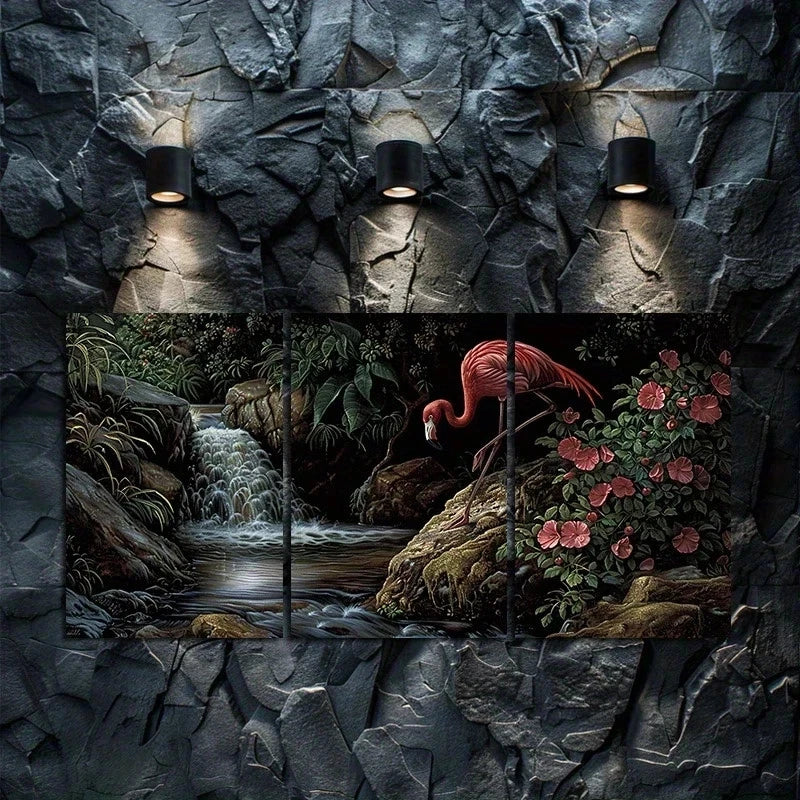 3pcs Flamingo Tropical Nature Scene Metal Print Ready to Hang Art